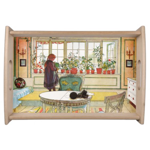 Flowers on the Windowsill by Carl Larsson Serving Tray