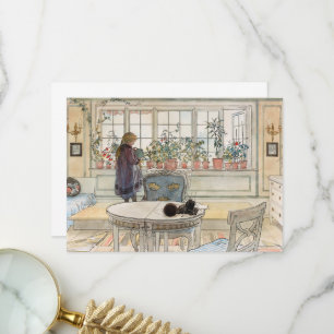 Flowers on the Windowsill by Carl Larsson Thank You Card