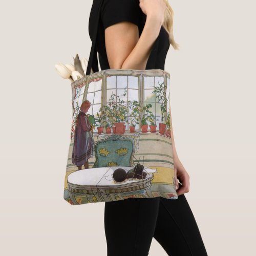 Flowers on the Windowsill by Carl Larsson Tote Bag