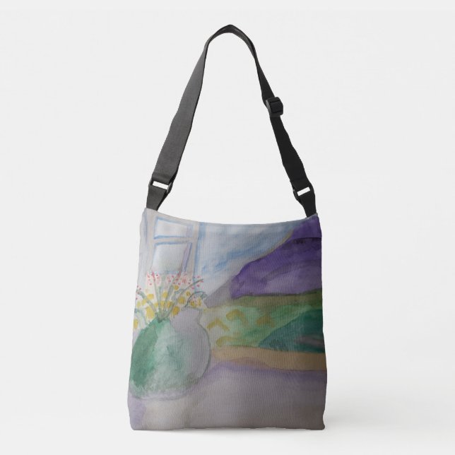 Flowers On The Windowsill Crossbody Bag (Front)