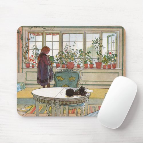 Flowers on the Windowsill From A Home Carl Larsson Mouse Pad