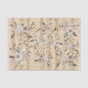 flowers on vintage music sheet