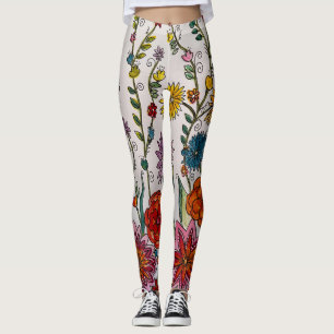 Flowers on white Leggings