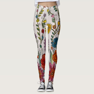 Flowers on white Leggings