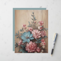 Flowers on Wood Journaling Spots Card Decor