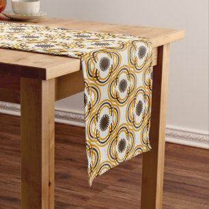 Flowers or eyes - orange and brown long table runner