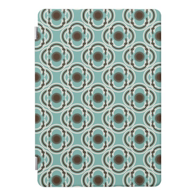 Flowers or eyes - turquoise and brown iPad pro cover (Front)