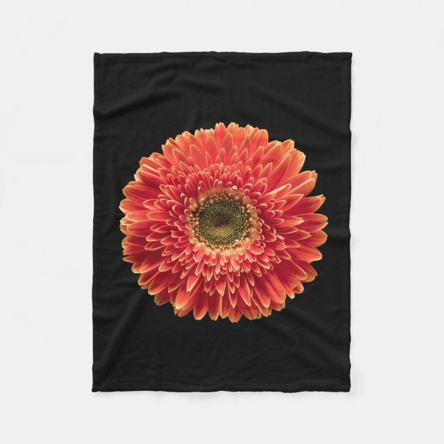 Flowers | Orange Gerbera Daisy Fleece Blanket (Front)