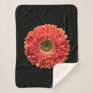 Flowers Orange Gerbera Daisy Sherpa Blanket