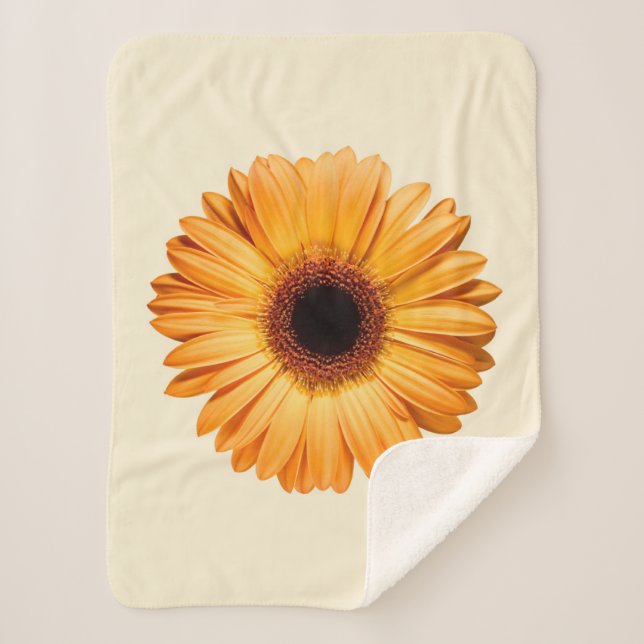 Flowers | Orange Gerbera Sherpa Blanket (Front)