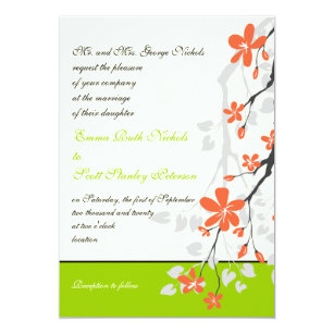 Lime Green Wedding Invitations Zazzle Flowers Orange Lime Green Wedding Invitation