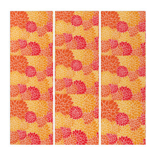 Flowers Orange Pink Triptych