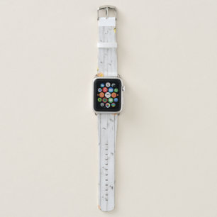 Flowers over wooden planks, background. apple watch band