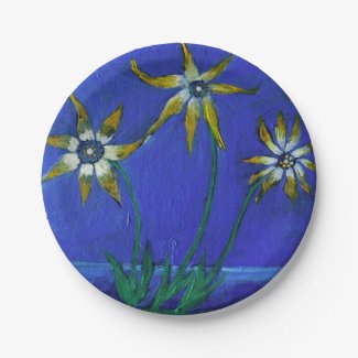 Flowers Painting Flowers Custom Paper Plates 7 in