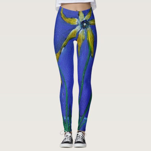 Flowers Painting Original Art on Leggings