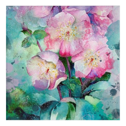 Flowers painting watercolor acrylic print