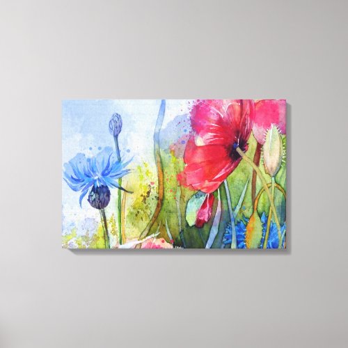 Flowers painting watercolor canvas print
