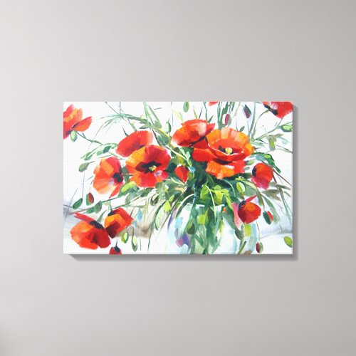 Flowers painting watercolor canvas print