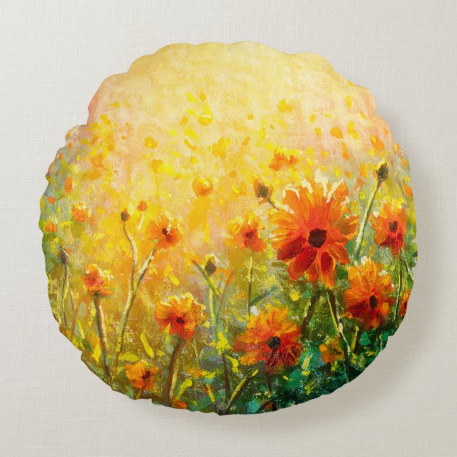 Flowers paintings monet painting claude impression round pillow (Front)