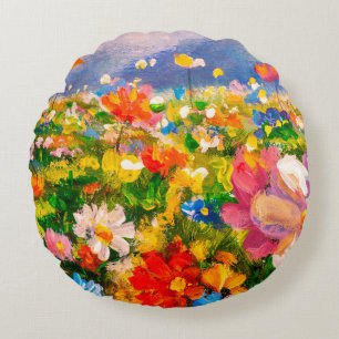 Flowers paintings monet painting claude impression round pillow