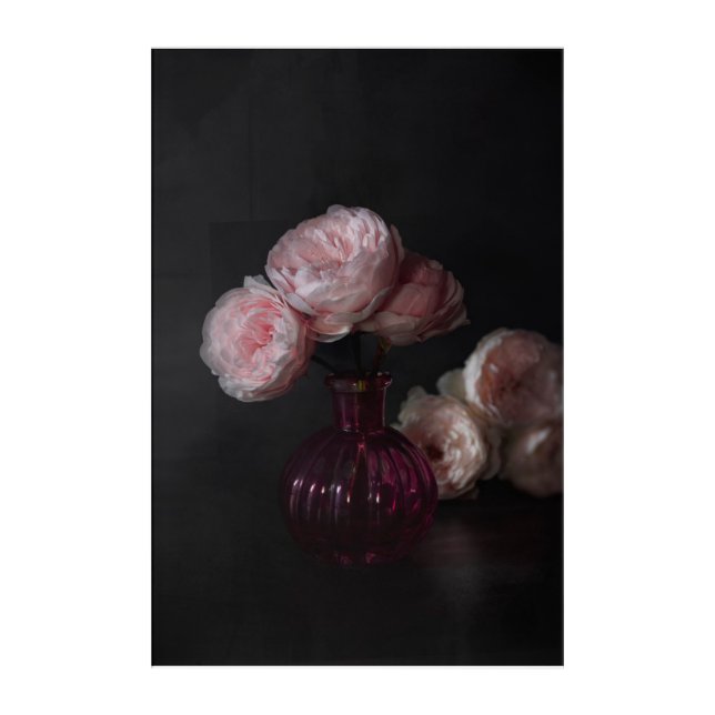 Flowers | Pale Pink Peonies in Vase Acrylic Print (Front)