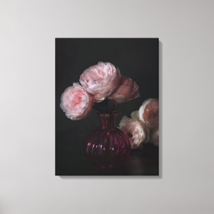 Flowers Pale Pink Peonies in Vase Canvas Print