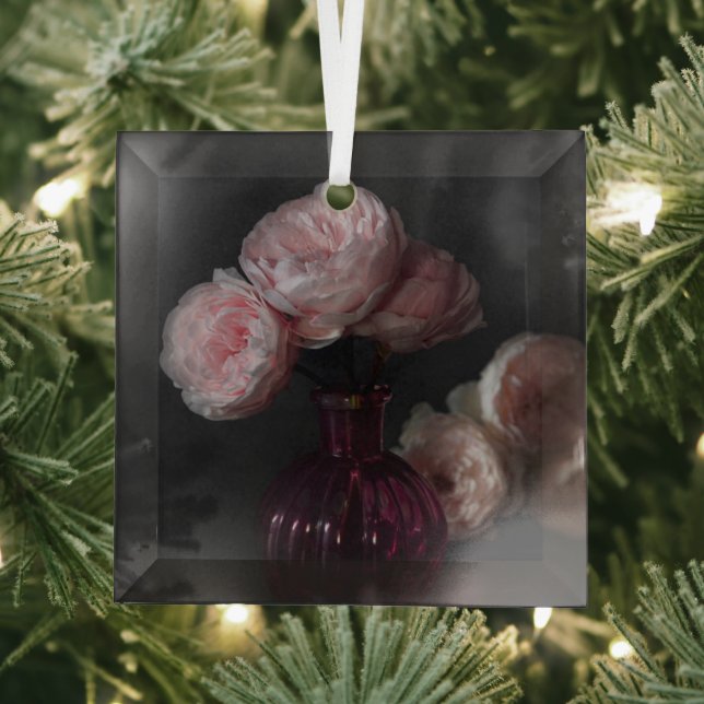 Flowers | Pale Pink Peonies in Vase Glass Ornament (Insitu)