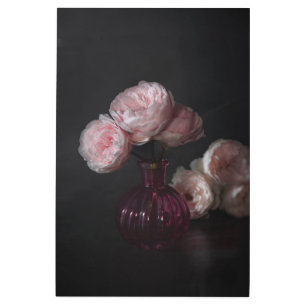 Flowers Pale Pink Peonies in Vase Metal Print