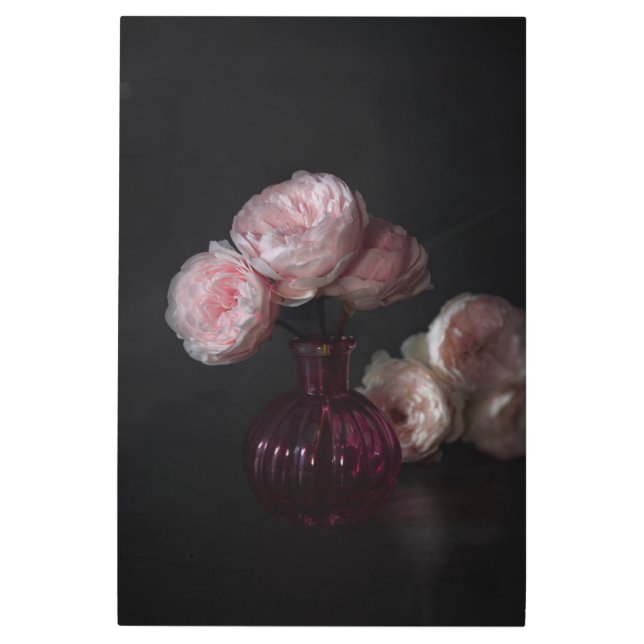 Flowers | Pale Pink Peonies in Vase Metal Print (Front)