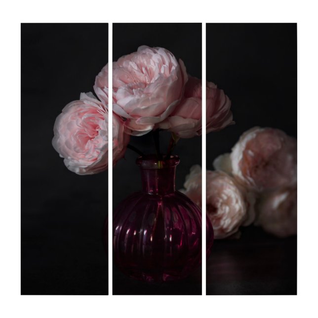 Flowers | Pale Pink Peonies in Vase Triptych (Front)
