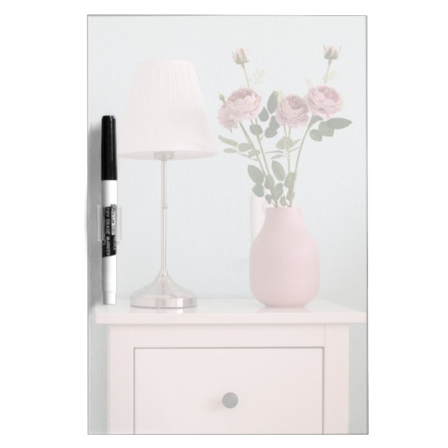 Flowers | Pale Pink Roses on Nightstand Dry Erase Board (Front)