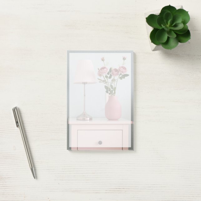 Flowers | Pale Pink Roses on Nightstand Post-it Notes (Office)