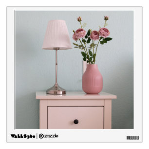 Flowers Pale Pink Roses on Nightstand Wall Decal