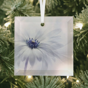 Flowers Pale Purple Flower Glass Ornament