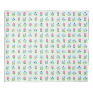 Flowers Patchwork Palest Green Queen Duvet Cover