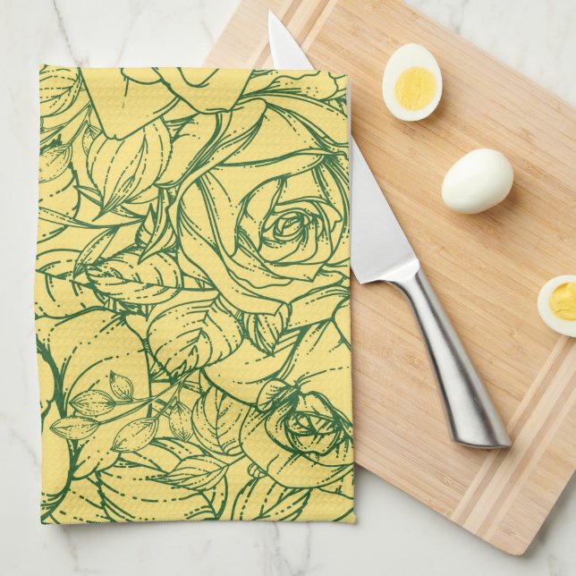 Flowers Pattern 15 Kitchen Towel (Quarter Fold)