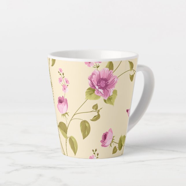 Flowers Pattern 16 Latte Mug (Right Angle)