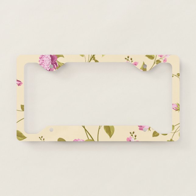 Flowers Pattern 16 License Plate Frame (Front)