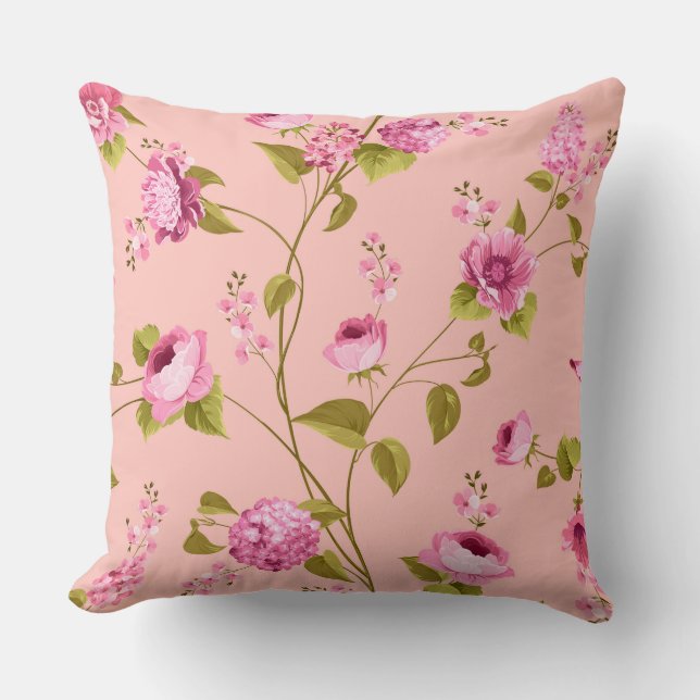 Flowers Pattern 17 Throw Pillow (Front)