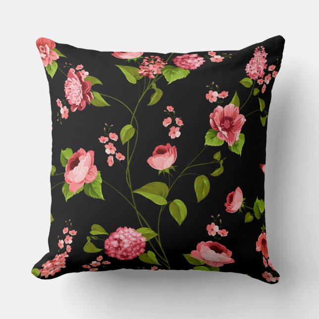 Flowers Pattern 18 Throw Pillow (Front)