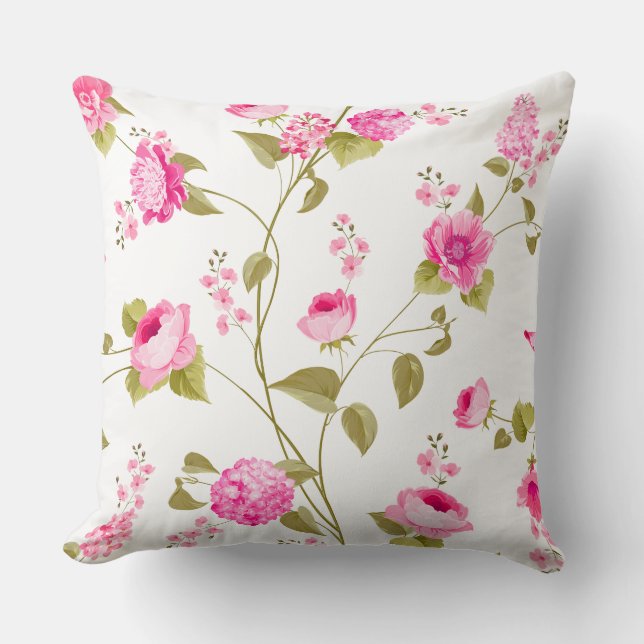 Flowers Pattern 19 Throw Pillow (Front)