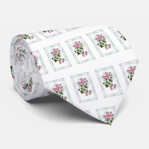 Flowers Pattern And Cross Neck Tie