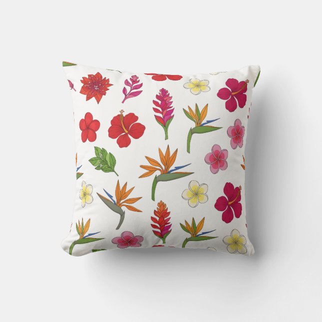 Flowers Pattern – Exotic Botanical Design Throw Pillow (Front)