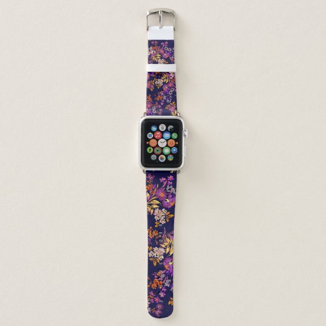 Flowers pattern illustration apple watch band (Front)