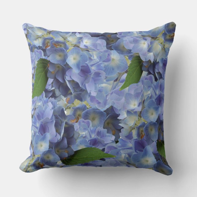flowers pattern in blue throw pillow (Front)