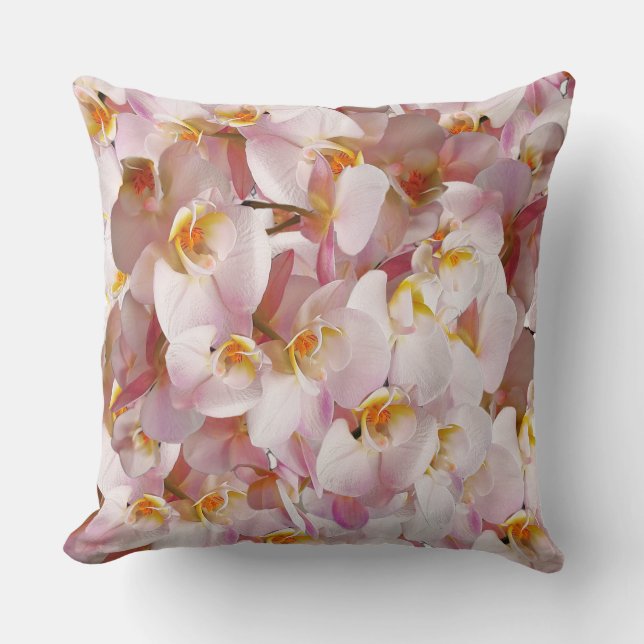 flowers pattern in pink color throw pillow (Front)
