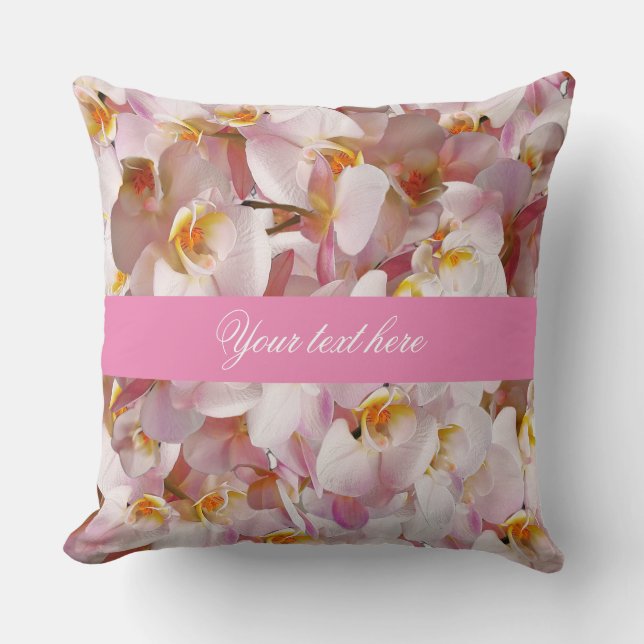 flowers pattern in pink color throw pillow (Front)