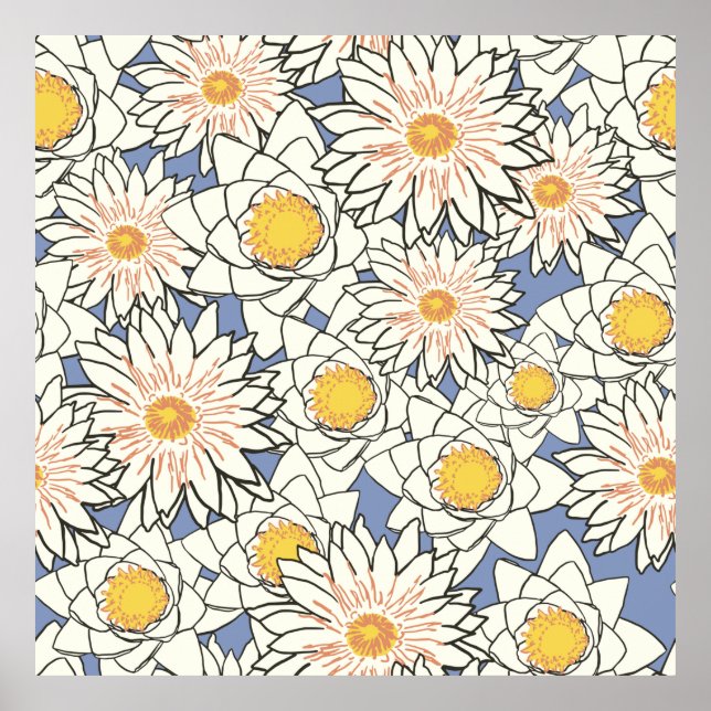Flowers pattern lotus lily poster (Front)