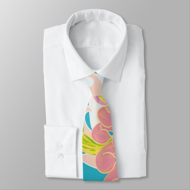 Flowers pattern neck tie (Tied)