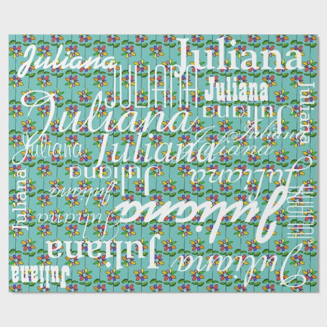 flowers . pattern of names personalized wrapping paper (Flat)